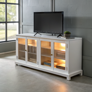 Natural Brown and White TV Stand
